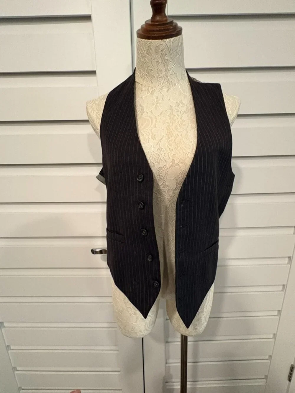 Vintage Brown Pinstripe Tailored Dark Academia Layer Vest Womens Menswear XS S